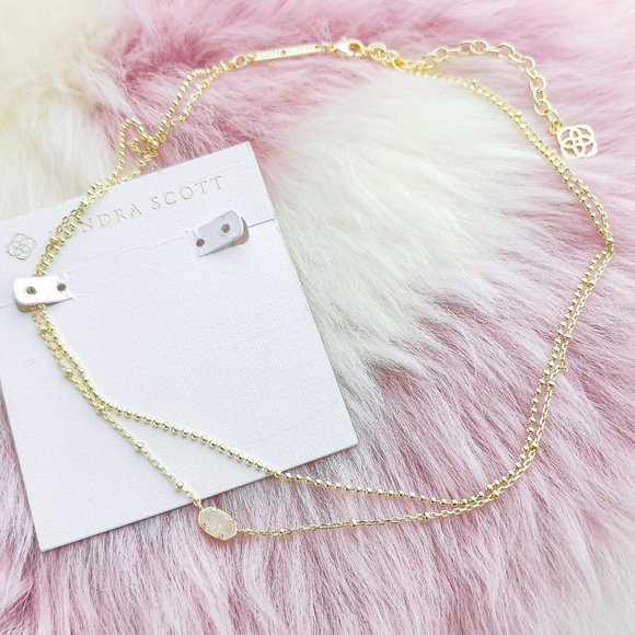 Gold Emilie Iridescent Drusy Multi Strand Necklace - Picture 2 of 3